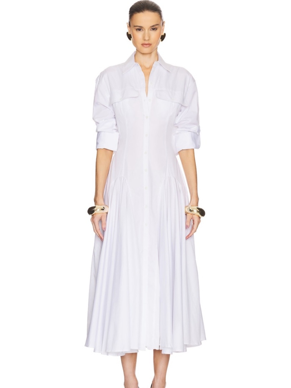 Helsa Godet shirt dress in white - Picture 2 of 6